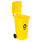 Odpadkový kôš 240 l, gumové kolesá – žltý plast
